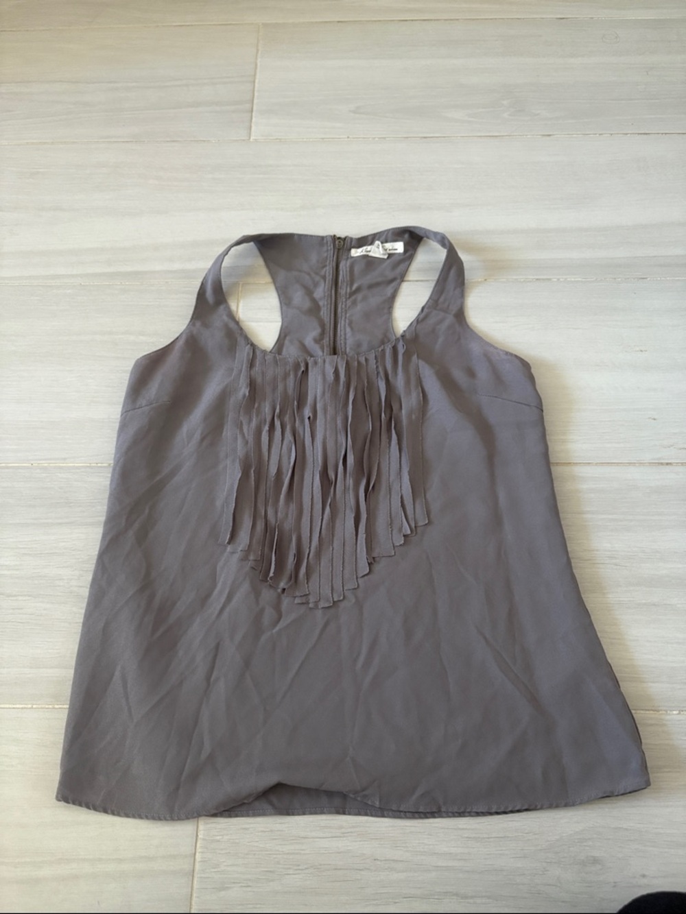 Kenneth Cole New York Gray Racerback Fringe-Front Camisole